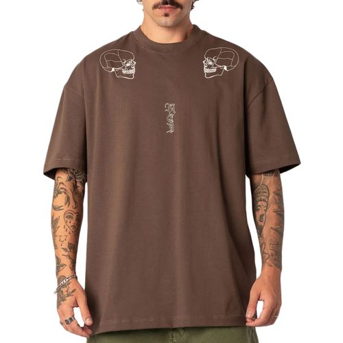 Camiseta Masculina MCD Caligraffiti Skull Box Fit MARROM-12622607- -1-